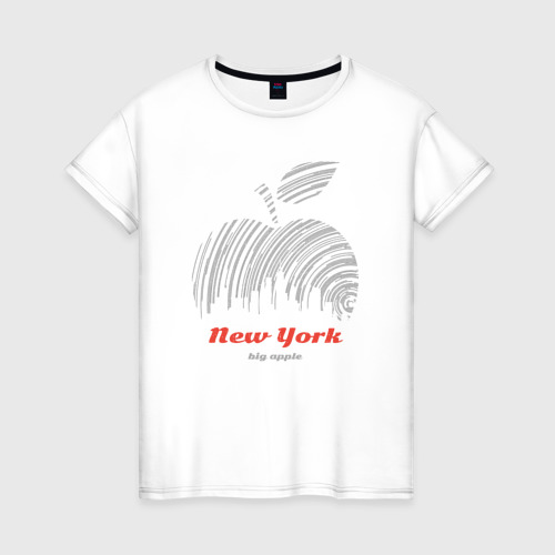 Женская футболка из хлопка с принтом New York big apple, вид спереди №1