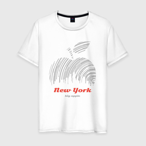 Мужская футболка из хлопка с принтом New York big apple, вид спереди №1