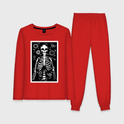 Скелет иллюстрация – Женская пижама с лонгсливом хлопок с принтом купить