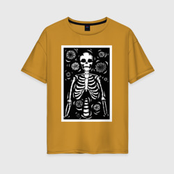 Скелет иллюстрация – Женская футболка хлопок Oversize с принтом купить со скидкой в -16%