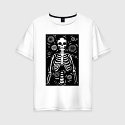 Скелет иллюстрация – Женская футболка хлопок Oversize с принтом купить со скидкой в -16%