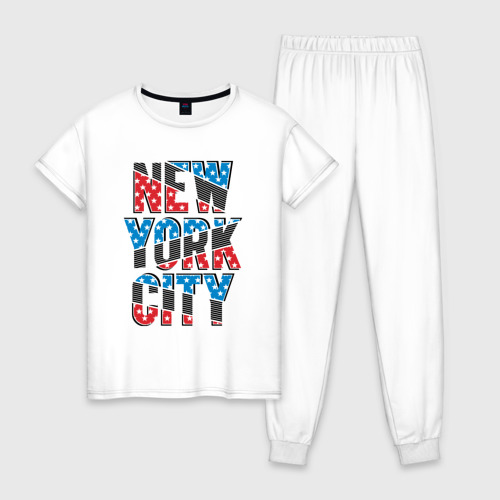 Женская пижама из хлопка с принтом Америка Нью-Йорк, вид спереди №1