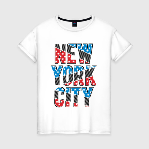 Женская футболка из хлопка с принтом Америка Нью-Йорк, вид спереди №1