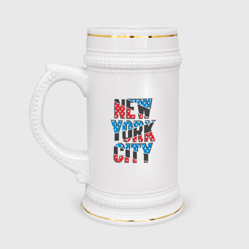 Кружка пивная с принтом Америка Нью-Йорк, вид спереди №1