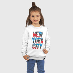 Свитшот с принтом Америка Нью-Йорк для ребенка, вид на модели спереди №2. Цвет основы: белый