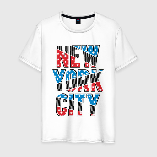 Мужская футболка из хлопка с принтом Америка Нью-Йорк, вид спереди №1
