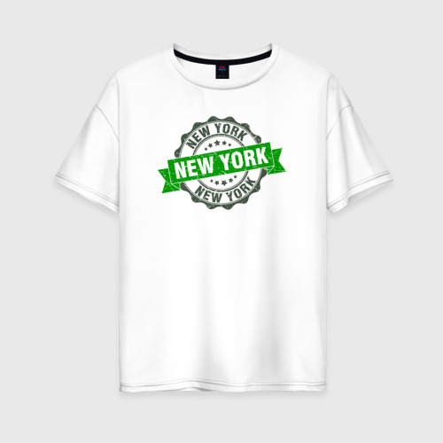 Женская футболка из хлопка оверсайз с принтом Стиль Нью-Йорк, вид спереди №1