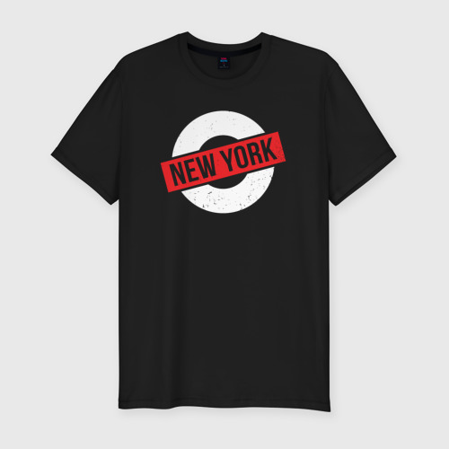 Мужская приталенная футболка из хлопка с принтом New York vibe, вид спереди №1