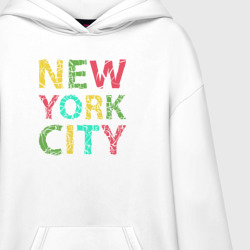 Ультрамодная кофта-худи с принтом New York city colors для любого человека, и мужчины, и женщины, вид спереди №2. Цвет основы: белый