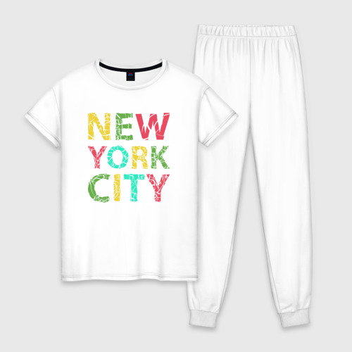 Женская пижама из хлопка с принтом New York city colors, вид спереди №1