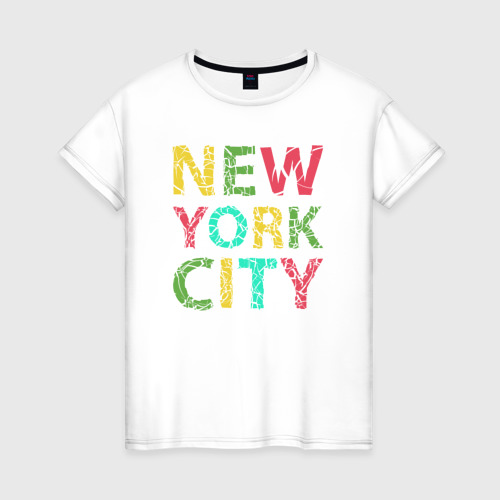Женская футболка из хлопка с принтом New York city colors, вид спереди №1