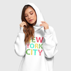 Платье с принтом New York city colors для женщины, вид на модели спереди №2. Цвет основы: белый