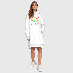 Платье с принтом New York city colors для женщины, вид на модели спереди №3. Цвет основы: белый