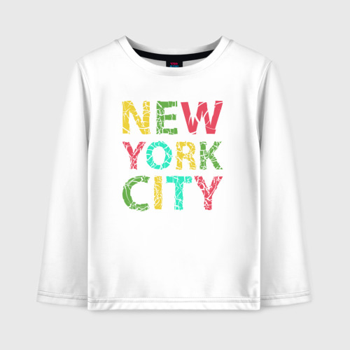 Детский лонгслив из хлопка с принтом New York city colors, вид спереди №1