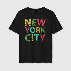New York city colors – Женская футболка хлопок Oversize с принтом купить со скидкой в -16%