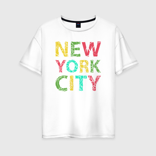 Женская футболка из хлопка оверсайз с принтом New York city colors, вид спереди №1