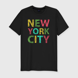 New York city colors – Мужская футболка хлопок Slim с принтом купить