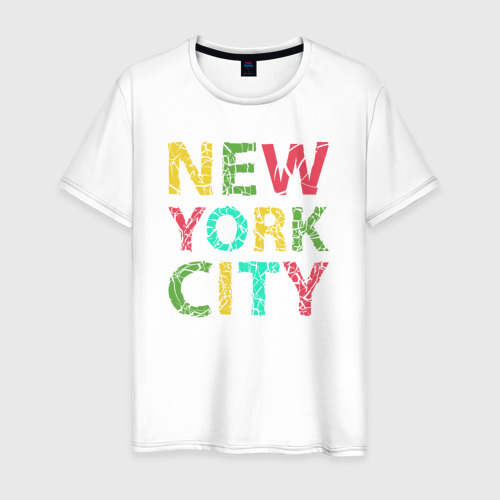 Мужская футболка из хлопка с принтом New York city colors, вид спереди №1