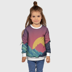 Свитшот с принтом Абстрактные винтажные горы для ребенка, вид на модели спереди №4. Цвет основы: белый