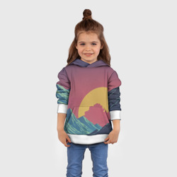 Толстовка с принтом Абстрактные винтажные горы для ребенка, вид на модели спереди №3. Цвет основы: белый