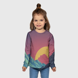 Лонгслив с принтом Абстрактные винтажные горы для ребенка, вид на модели спереди №3. Цвет основы: белый