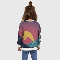 Свитшот с принтом Абстрактные винтажные горы для ребенка, вид на модели сзади №4. Цвет основы: белый
