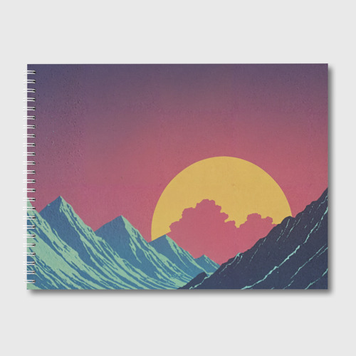 Альбом для рисования с принтом Абстрактные винтажные горы, вид спереди №1
