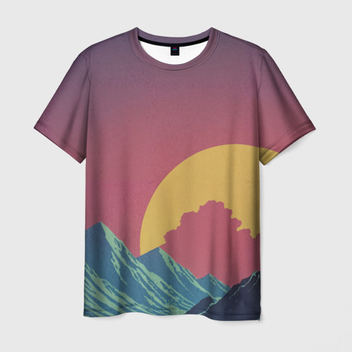 Мужская футболка с принтом Абстрактные винтажные горы, вид спереди №1