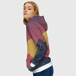 Толстовка с принтом Абстрактные винтажные горы для женщины, вид на модели спереди №3. Цвет основы: белый