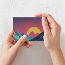 Открытка с принтом Абстрактные винтажные горы для любого человека, вид спереди №2. Цвет основы: белый