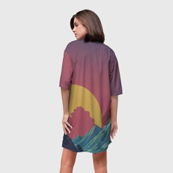 Платье с принтом Абстрактные винтажные горы для женщины, вид на модели сзади №2. Цвет основы: белый
