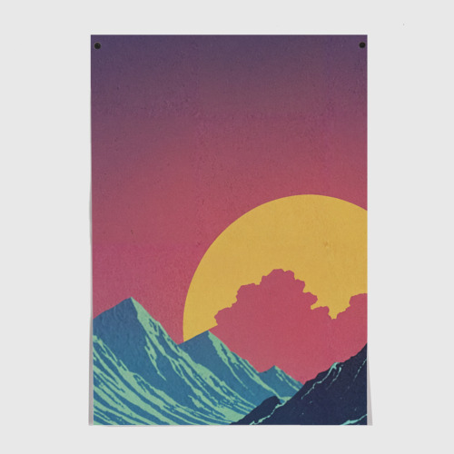 Постеры с принтом Абстрактные винтажные горы, вид спереди №1