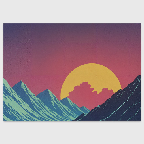 Поздравительная открытка с принтом Абстрактные винтажные горы, вид спереди №1