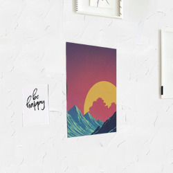 Постер с принтом Абстрактные винтажные горы для любого человека, вид спереди №3. Цвет основы: белый