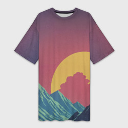 Абстрактные винтажные горы – Платье-футболка 3D с принтом купить