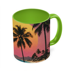 Винтажный пляж с пальмами – Кружка с полной запечаткой с принтом купить