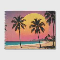 Винтажный пляж с пальмами – Альбом для рисования с принтом купить со скидкой в -45%