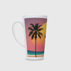 Винтажный пляж с пальмами – Кружка Латте с принтом купить
