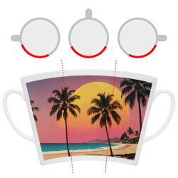 Кружка с принтом Винтажный пляж с пальмами для любого человека, вид спереди №6. Цвет основы: белый
