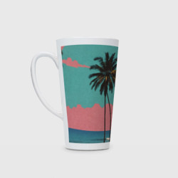 Ретро пляж с пальмами – Кружка Латте с принтом купить