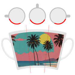 Кружка с принтом Ретро пляж с пальмами для любого человека, вид спереди №6. Цвет основы: белый
