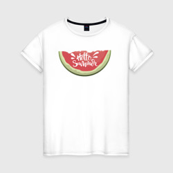 Летняя арбузная долька – Женская футболка хлопок с принтом купить со скидкой в -20%