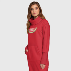 Платье с принтом Летняя арбузная долька для женщины, вид на модели спереди №2. Цвет основы: красный