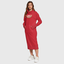 Платье с принтом Летняя арбузная долька для женщины, вид на модели спереди №3. Цвет основы: красный