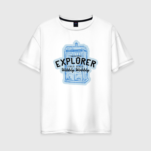 Женская футболка из хлопка оверсайз с принтом Исследователь времени и пространства, вид спереди №1
