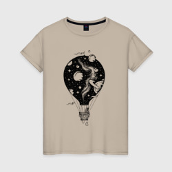 Космический воздушный шар – Женская футболка хлопок с принтом купить со скидкой в -20%