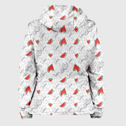 Куртка с принтом Узор из сочных кусочков арбуза для женщины, вид сзади №1. Цвет основы: белый