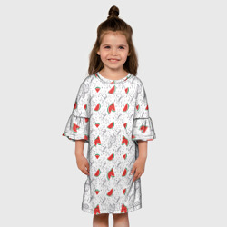 Платье с принтом Узор из сочных кусочков арбуза для ребенка, вид на модели спереди №3. Цвет основы: белый