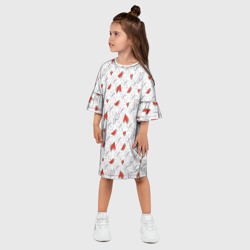 Платье с принтом Узор из сочных кусочков арбуза для ребенка, вид на модели спереди №2. Цвет основы: белый
