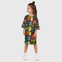 Платье с принтом Choose joy для ребенка, вид на модели спереди №2. Цвет основы: белый